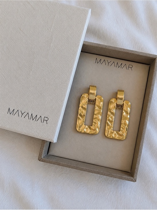Mayamar Jewelry - New in box MAYAMAR Elegant 24kt Gold-dipped hammered Rectangular Earrings